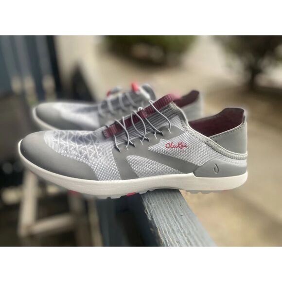 OluKai Women’s MIKI Trainer Slip On Sneaker Slipper Pale Grey/Poi Pink Sz 9 - Picture 2 of 4